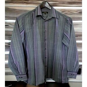 Polifroni Mens Shirt Size Large Striped Button Down Long Sleeve